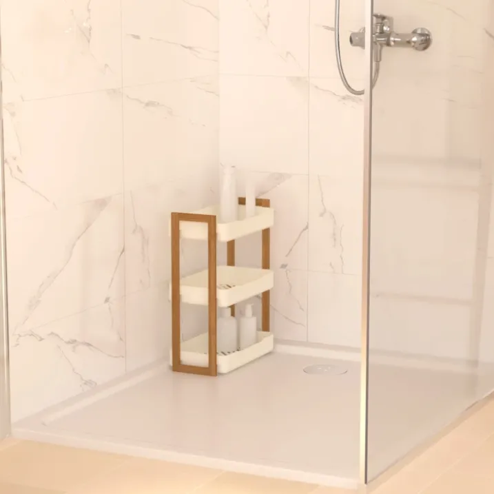 Étagère de rangement 3 niveaux bambou et plastique