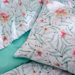 Taie de traversin coton floral exotique