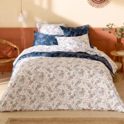 Taie de traversin satin de coton 110 fils motif floral