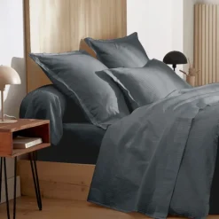 Taie de traversin satin de coton rayures ton sur ton