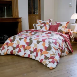 Taie d’oreiller percale de coton géométrique