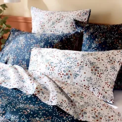 Taie d’oreiller satin de coton 110 fils motif floral
