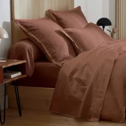 Taie d’oreiller satin de coton rayures ton sur ton