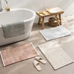 Tapis de bain en polycoton chenille ultra-absorbant
