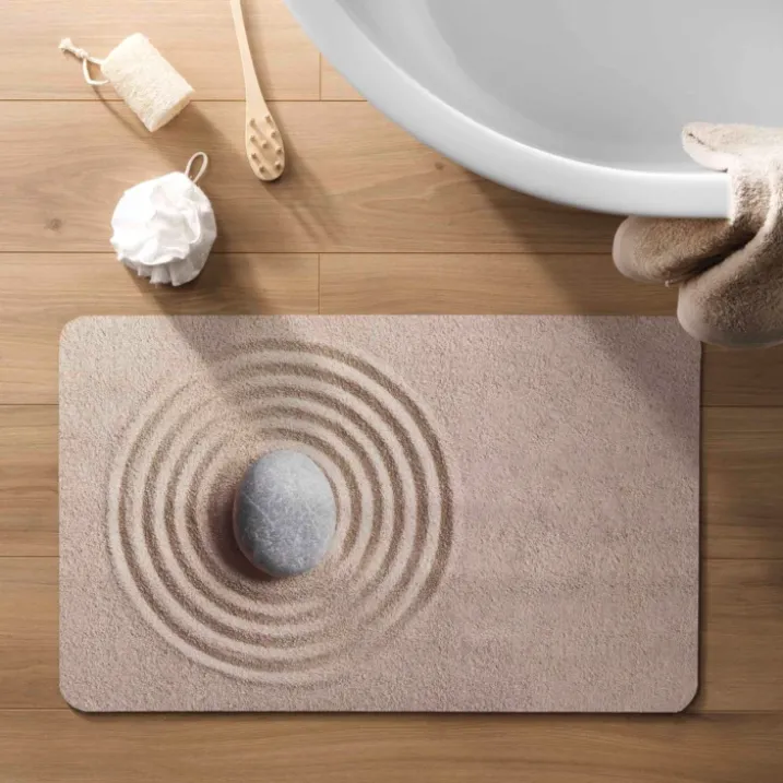 Tapis de bain ultra-absorbant imprimé sable antidérapant