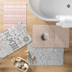 Tapis de bain ultra-absorbant imprimé sable antidérapant