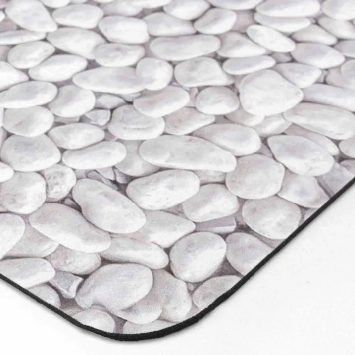 Tapis de bain ultra-absorbant imprimé galet antidérapant