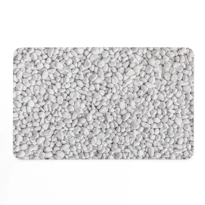 Tapis de bain ultra-absorbant imprimé galet antidérapant