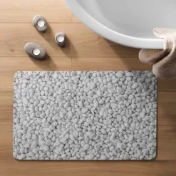 Tapis de bain ultra-absorbant imprimé galet antidérapant