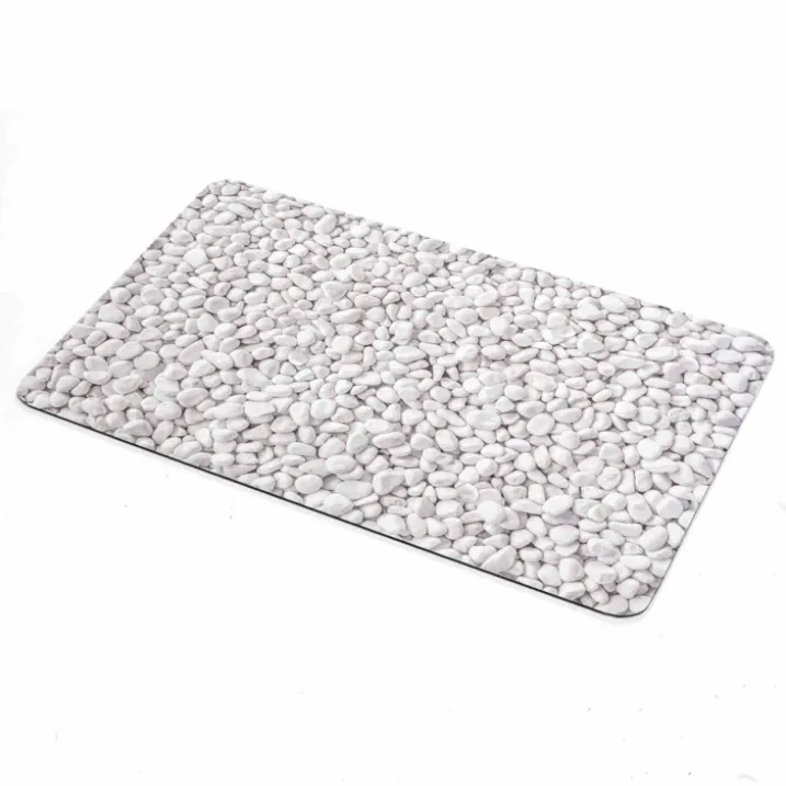 Tapis de bain ultra-absorbant imprimé galet antidérapant