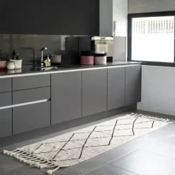 Tapis de couloir lavable bereber beige