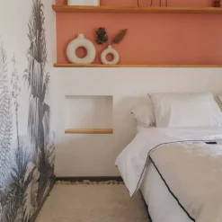 Tapis de couloir lavable en laine koa grès