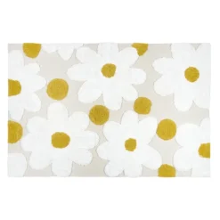 Tapis de salon en coton à motif marguerites en relief