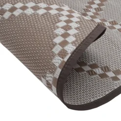 Tapis d’extérieur rond réversible motif graphique tissé