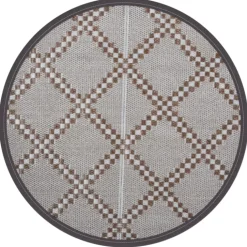 Tapis d’extérieur rond réversible motif graphique tissé