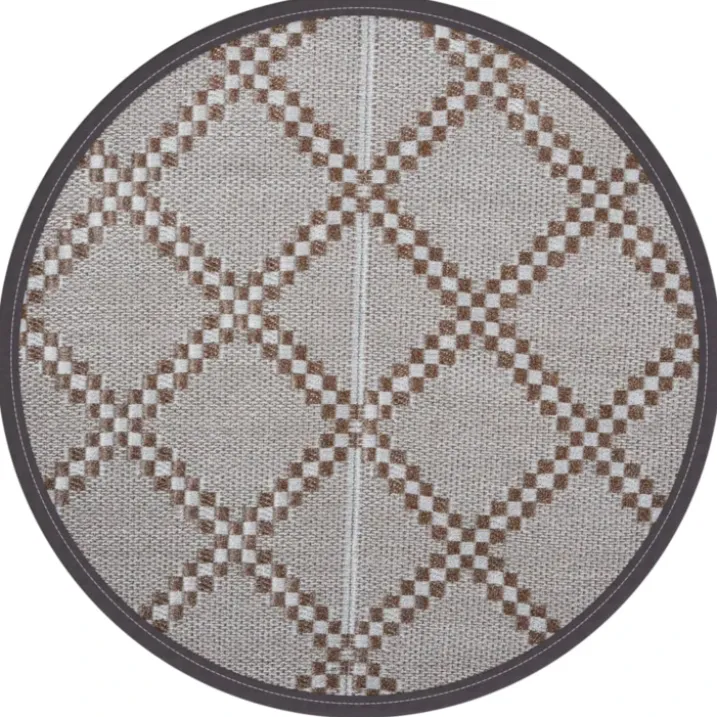 Tapis d’extérieur rond réversible motif graphique tissé