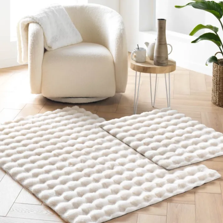 Tapis doux en imitation fourrure avec relief moelleux