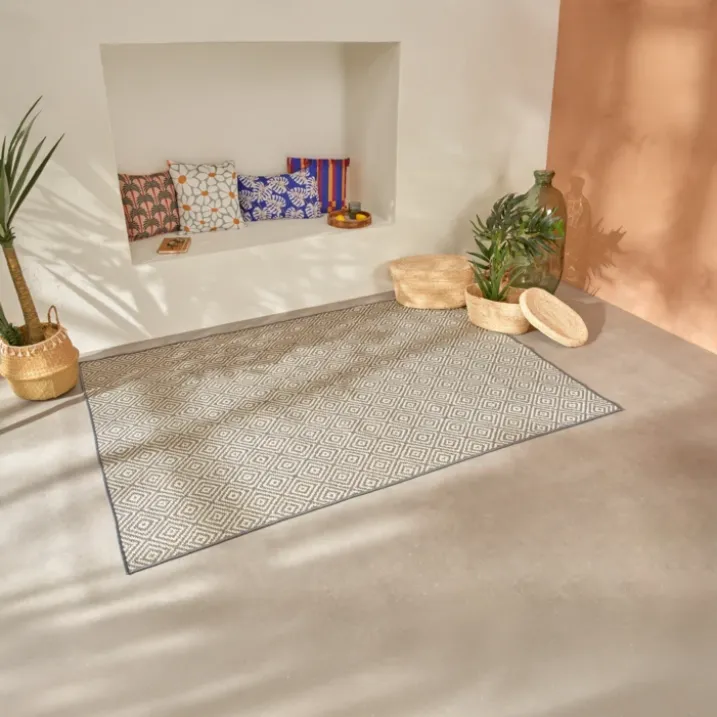 Tapis extérieur déperlant et antidérapant motif géométrique