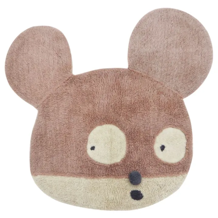 Tapis lavable en laine mademoiselle souris