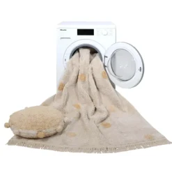 Tapis lavable hippy dots naturel