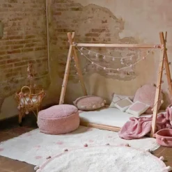 Tapis lavable hippy dots naturel