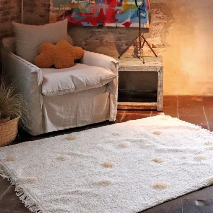 Tapis lavable hippy dots naturel