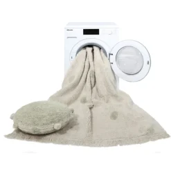 Tapis lavable hippy dots naturel
