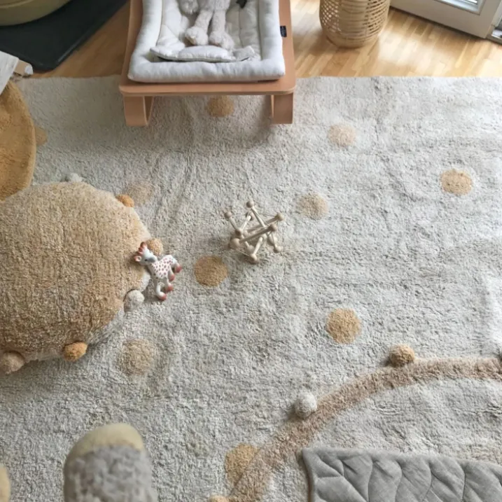 Tapis lavable hippy dots naturel