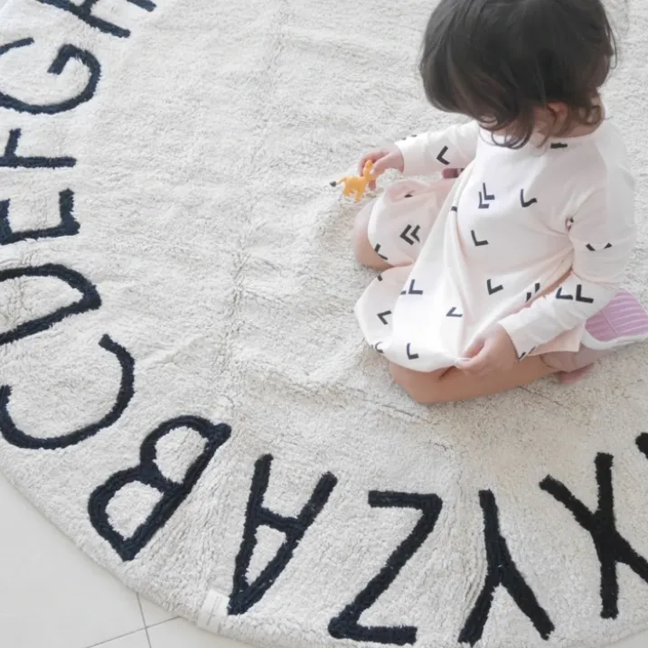 Tapis lavable rond alphabet ABC