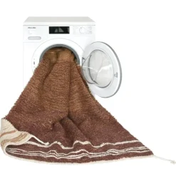 Tapis lavable réversible caramel double