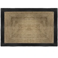 Tapis rectangulaire en jute à bord coloré