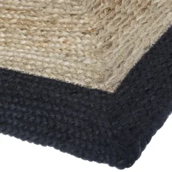 Tapis rectangulaire en jute à bord coloré