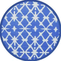 Tapis rond extérieur réversible tissage jacquard graphique