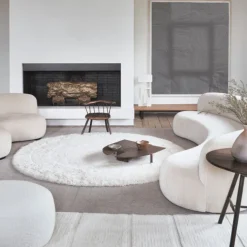 Tapis rond lavable en laine cercle arctique