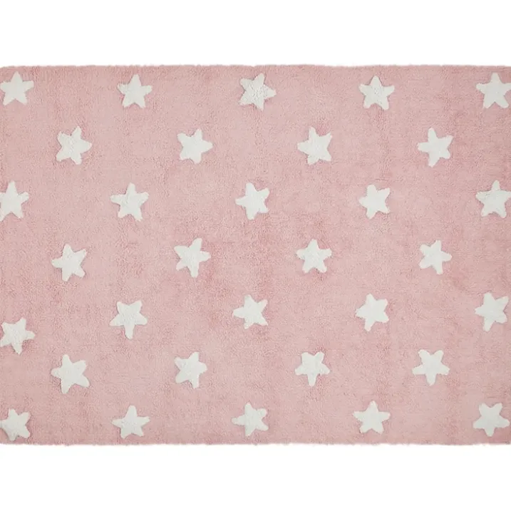 Tapis rose lavable étoiles