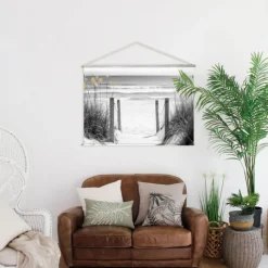 Toile de décoration murale dorée à motif mer