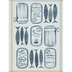 Torchon en coton sardines cuisine