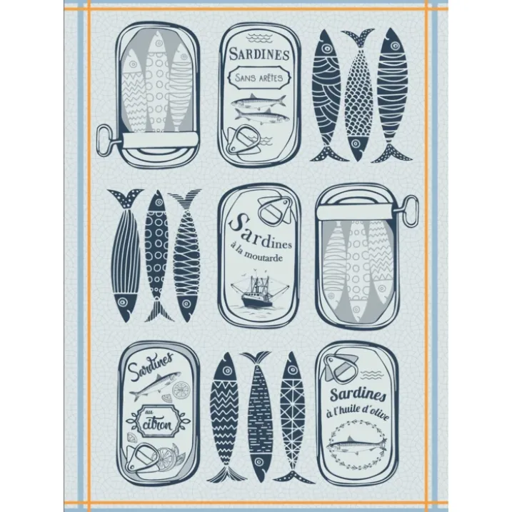 Torchon en coton sardines cuisine