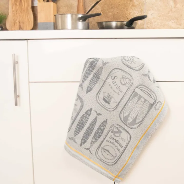 Torchon en coton sardines cuisine