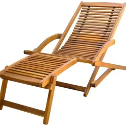 Transat avec repose pied en bois d'acacia