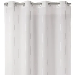 Voilage blanc print traits blancs et gris