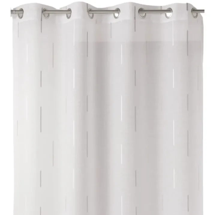 Voilage blanc print traits blancs et gris