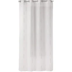 Voilage blanc print traits blancs et gris