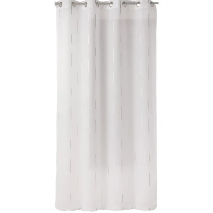Voilage blanc print traits blancs et gris