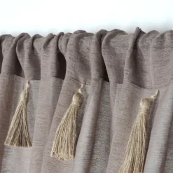 Voilage bohème à pompons en jute