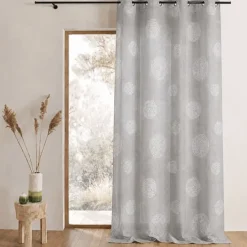 Voilage brodé à motifs de gros ronds en fils lurex