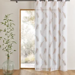Voilage brodé à motifs feuilles