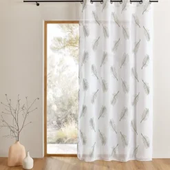 Voilage brodé à motifs feuilles