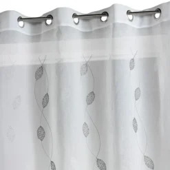 Voilage brodé à motifs feuilles