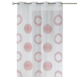 Voilage brodé à motifs ronds et cercles rayés